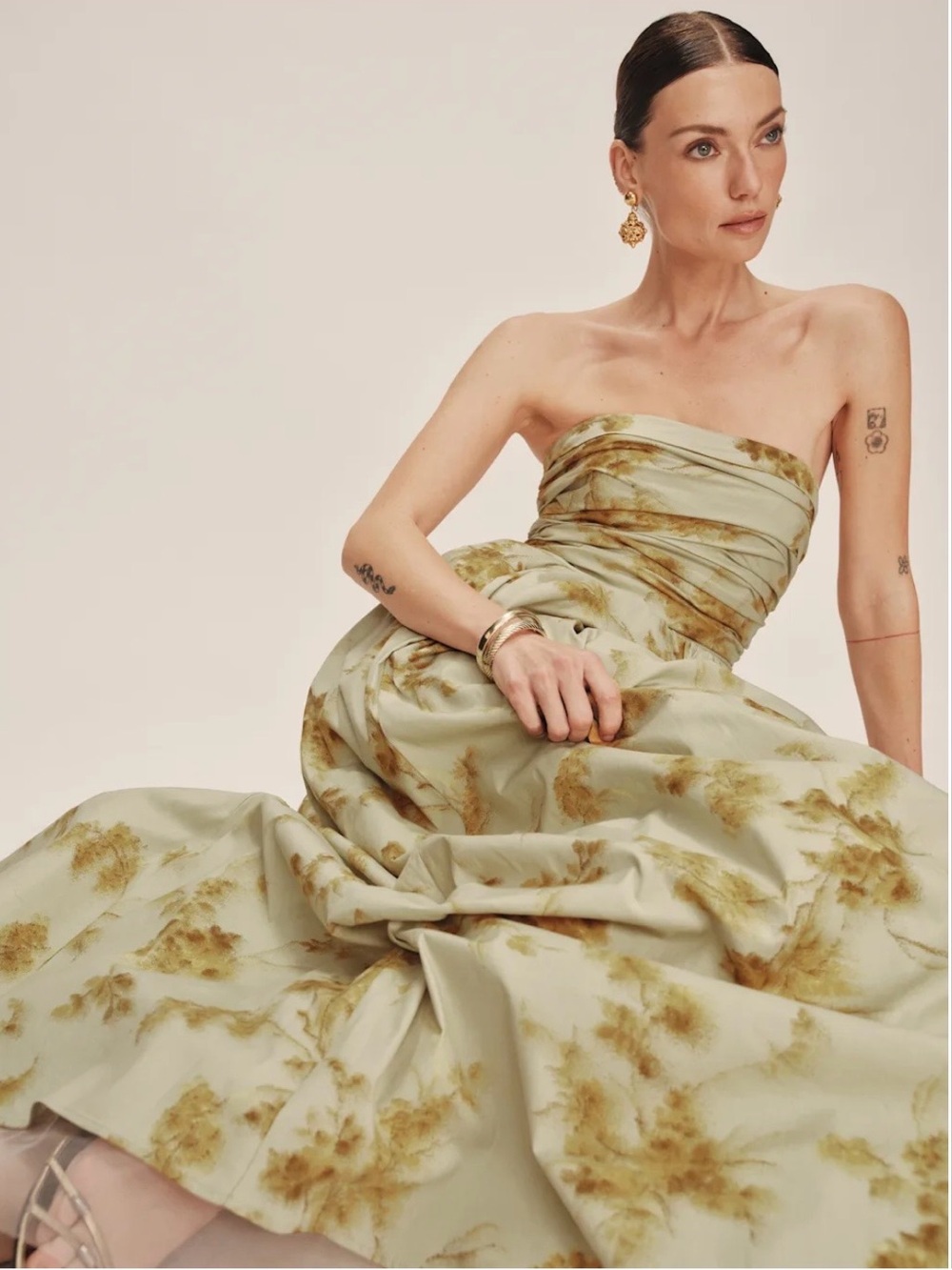 Reformation Kastoria dress in golden hour